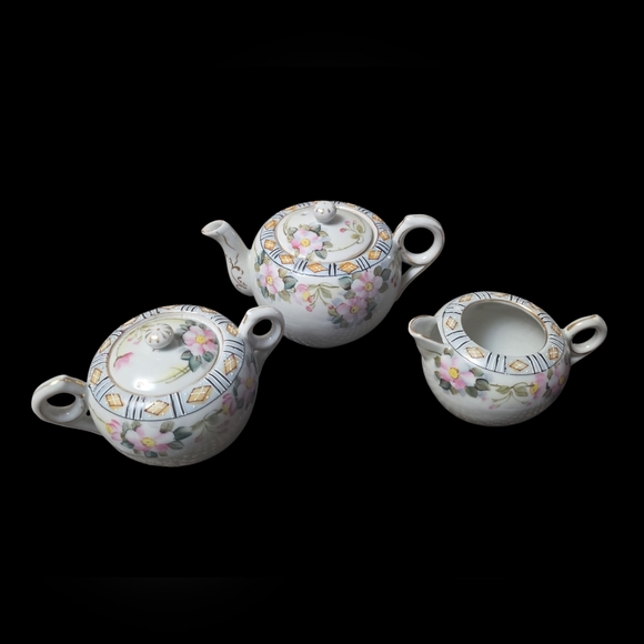 Antique Nippon Handpainted 3 Piece Tea Set Rare Never Used
